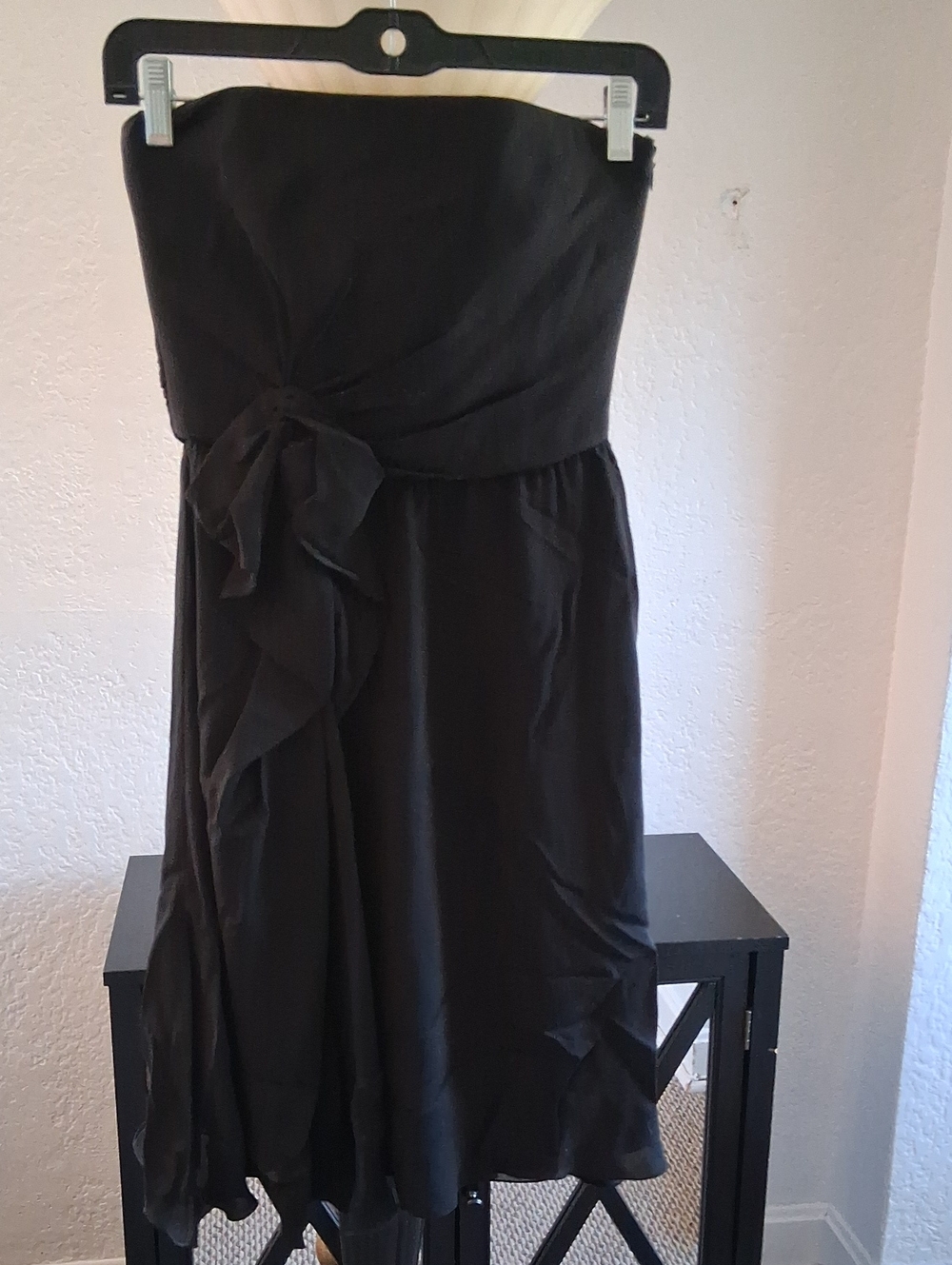 Armani Collezioni Strapless Black Ruffle Bow Dress